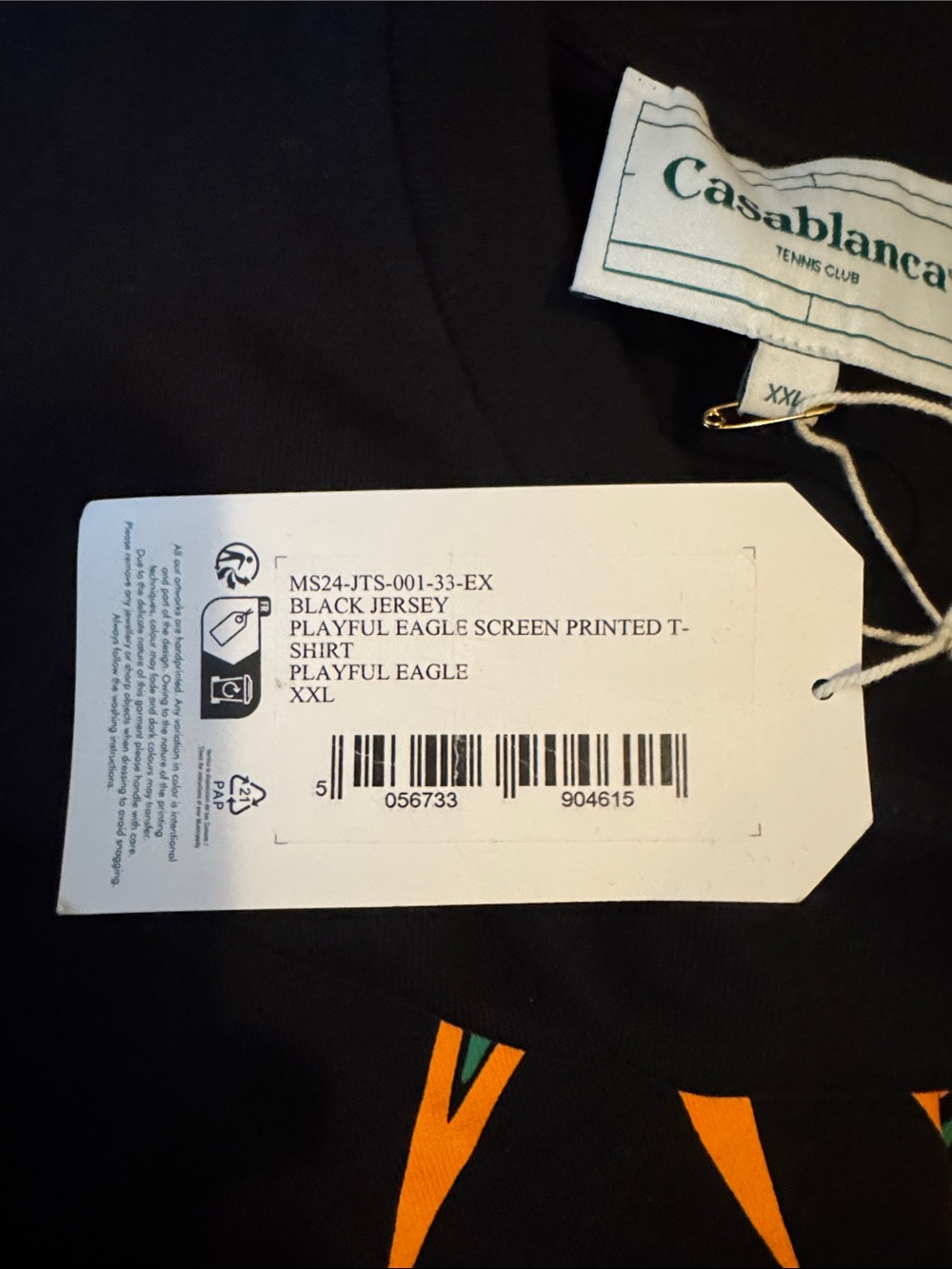 Casablanca Tennis Club Black Graphic Short Sleeve Tee - Picture 4 of 4